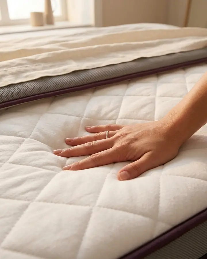 Una mano sobre el acolchado del Pillow
